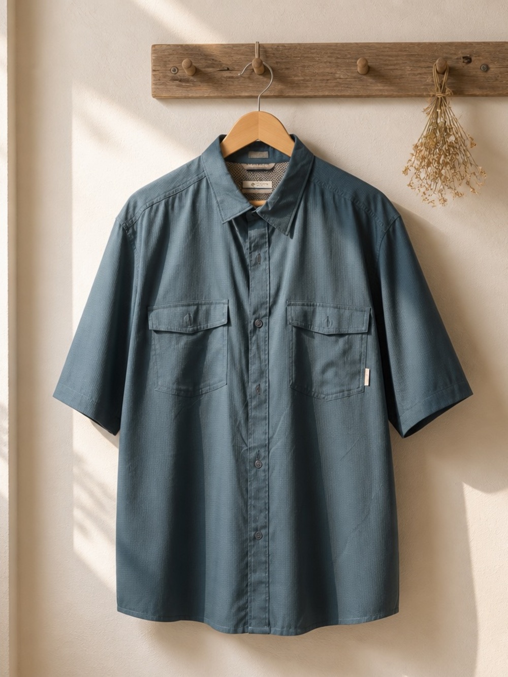 Columbia Slate Blue Short-Sleeve Button-Down Shirt